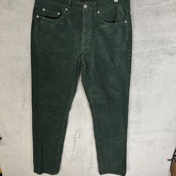 S Bonobos Pants Mens 35x32 Green Corduroy Flat Front Slim Fit Straight Leg - Picture 1 of 11